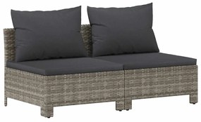 vidaXL 2 személyes szürke polyrattan kerti kanapé párnákkal