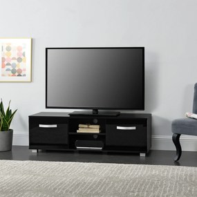 [en.casa] TV-állvány 120 x 40 x 38 cm TV-szekrény polccal tévéasztal ajtóval forgácslap fekete