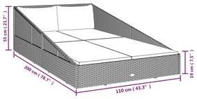 szürke polyrattan kerti ágy 110x200 cm