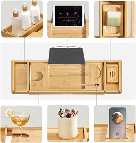 Bambusz fürdokádra helyezhető tálca 75-109 cm