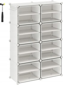 Moduláris cipősszekrény Lux 8 ajtóval, átlátszó/fehér
