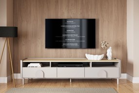 Amilio RTV szekrény 200 cm - kasmír / olajozott tölgy / kasmír fogantyú