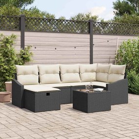 Kerti Kanapé Szett 7 pcs Fekete 55 x 62 x 69 cm Poli rattan