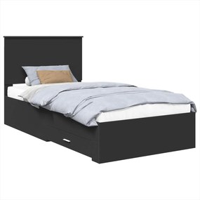 vidaXL Ágykeret fejtámlával Fekete és Ezüst 90 x 200 cm Faanyag