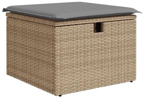 vidaXL 5 részes bézs polyrattan és akácfa kerti ülőgarnitúra párnákkal