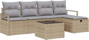 vidaXL Kerti Kanapé Szett párnával tárolóval 6 pcs Bézs Poli rattan