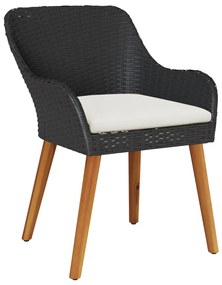 3 darabos kerti étkező szett fekete poly rattan
