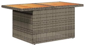 9 részes szürke polyrattan akácfa kerti ülőgarnitúra párnákkal