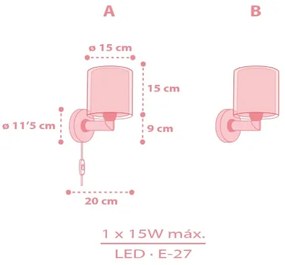 Dalber 41579S - Gyermek falilámpa BABY TEDDY 1xE27/15W/230V rózsaszín