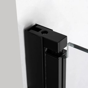 Stuxi Bari Fix Black 150 cm (70+80) széles nyíló zuhanyajtó fix fallal, 6 mm vízlepergető üveggel, matt fekete profillal, 195 cm magas