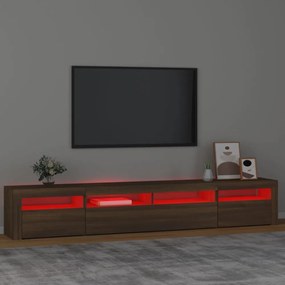 barna tölgy színű TV-szekrény LED-lámpákkal 240x35x40 cm
