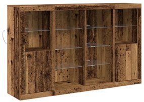 Büfé LED Fényekkel Régi Fa 163x37x100 cm Mérnöki Fa
