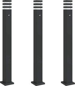 vidaXL 3 db fekete alumínium kültéri állólámpa érzékelővel 110 cm