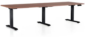 OfficeTech Long állítható magasságú asztal, 240 x 80 cm, fekete alap, dió