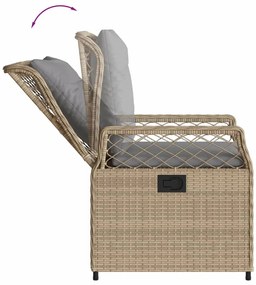 3 részes bézs polyrattan kerti étkezőgarnitúra párnákkal