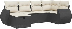 vidaXL 6 részes fekete polyrattan kerti ülőgarnitúra párnákkal