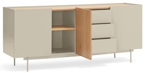 Bézs-natúr színű alacsony komód tölgyfa dekorral 180x78 cm Otto – Teulat