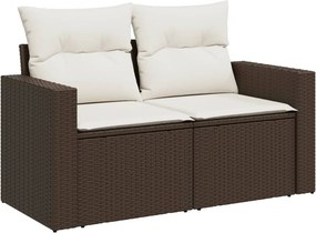 vidaXL 2 személyes barna polyrattan kerti kanapé párnával