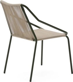 Sötétzöld-bézs fém kerti szék Zivia – Kave Home