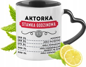 Fekete bögre szív alakú füllel Színésznőnek Ajándék