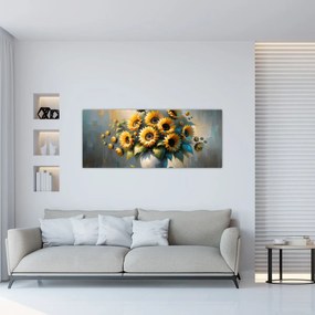 Kép – Napraforgós váza (120x50 cm)