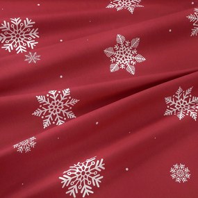 Goldea karácsonyi kör alakú pamut terítő - hópelyhek piros alapon Ø 100 cm