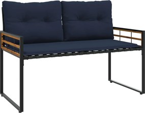 vidaXL Fa réteg pad párnával Egyszínű Tengerészkék 114 x 55 x 77 cm