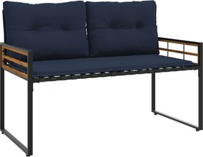 vidaXL Fa réteg pad párnával Egyszínű Tengerészkék 114 x 55 x 77 cm