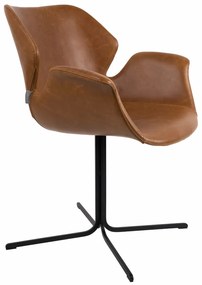 Nikki design karfás szék, barna textilbőr
