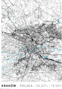 Krakkó Várostérkép poszter A3 29,7x42 cm