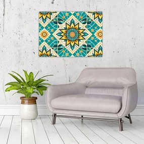 Üveg kép - Türkiz minta (70x50 cm)