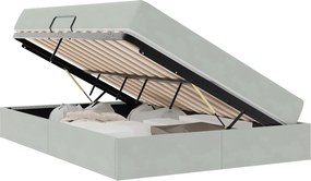 vidaXL Ágy tárolóval és matraccal Világosszürke 140 x 190 cm Bársony