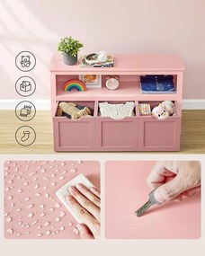 Játéktároló szekrény, gyerekpolc, 30 x 102 x 60 cm, rózsaszín