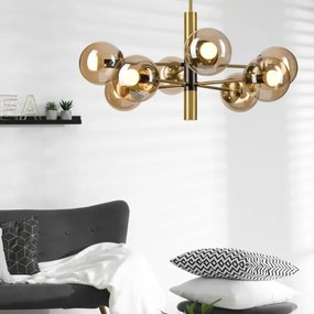 Csillár rúdon ROLLO 8xE14/5W/230V arany/füstös bézs