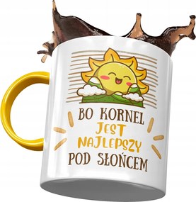 Sárga bögre Kornél Kollégának Születésnapi Ajándék Nyomtatott Fotóval