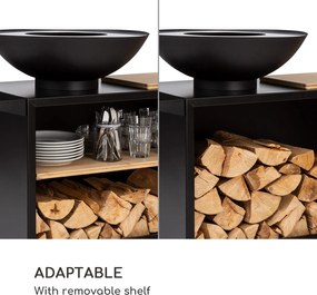 Blumfeldt Savage 2.0 Wide, ohnisko s grilom, bambusová doska na krájanie, ochranný kryt