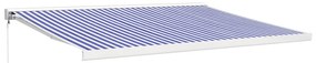kék és fehér szövet és alumínium behúzható napellenző 4 x 3 m