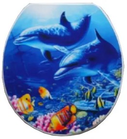 Delfinek 3D-s, színes MDF wc ülőke rozsdamentes zsanérral