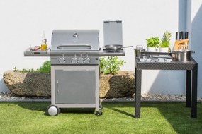 CALIFORNIA BBQ gázgrill, 4 égővel, nyomáscsökkentő szeleppel, ezüst Penta CZ