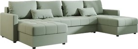 AKCIÓ U alakú kinyitható kanapé VENORIA 285x146 cm, világoszöld + 2 párna INGYEN II. minőség