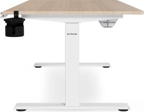 Elektromos, állítható magasságú, ergonomikus, fehér/sonoma tölgy íróasztal,1600x800 mm: ARIA