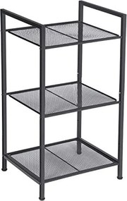Fém polc, 3 szintes polc, bővíthető, állítható polcok, ipari design, fekete