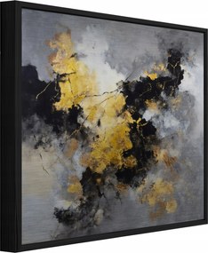 Vászonkép Fekete Keretben Fém Absztrakt Beton Arany Nappali Hálószoba 80x80