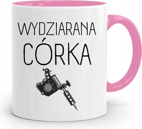 Rózsaszín Bögre Ajándék Lányának Kötött Lánya fényképes nyomattal