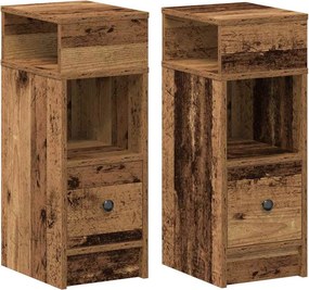 vidaXL 2 db antik fa színű éjjeliszekrény fiókkal 25x31x66 cm