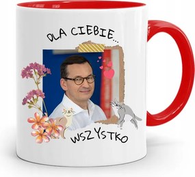 Piros Politikus Bögre Mateusz Morawiecki Miniszterelnök fényképes nyomtatással