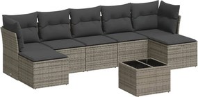 vidaXL 8 részes szürke polyrattan kerti ülőgarnitúra párnákkal