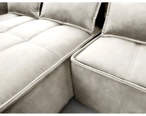 Bézs bársony kinyitható-tárolóhelyes sarokkanapé (bal oldali-heverő résszel) Campo – ELTAP