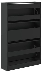 fekete szerelt fa cipőszekrény 80 x 21 x 125,5 cm