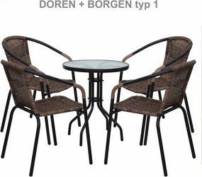 Egymásba rakható szék, barna/fekete fém, DOREN